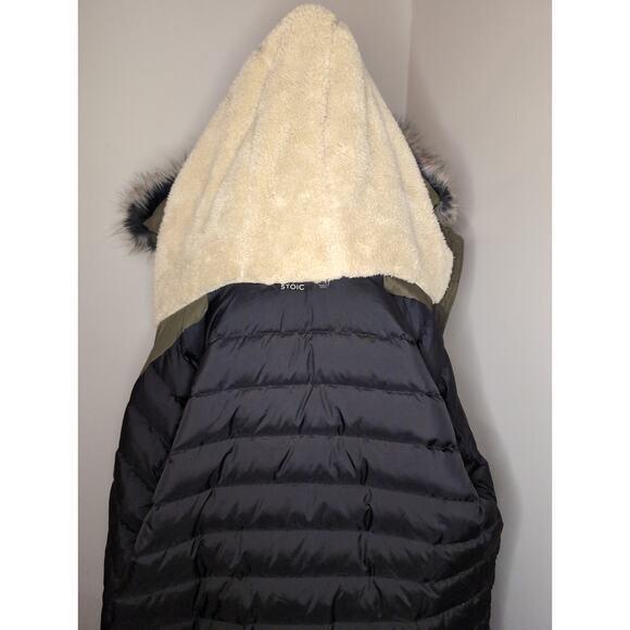 Stoic insulated outdoor winter down parka olive green coat med - Picture 10 of 13